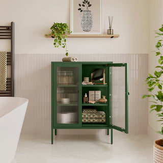 The Soho - Fluted Glass Double Door Locker In Forest - Urban Lockers