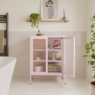 The Soho - Fluted Glass Double Door Locker In Light Pink - Urban Lockers