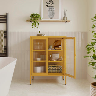 The Soho - Fluted Glass Double Door Locker In Mustard - Urban Lockers