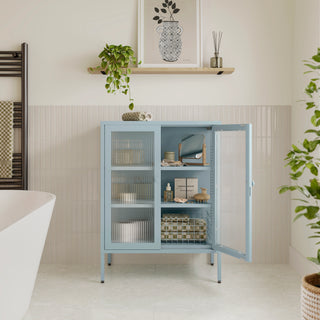 The Soho - Fluted Glass Double Door Locker In Sky Blue - Urban Lockers