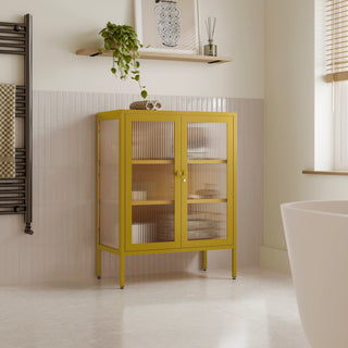 The Soho - Fluted Glass Double Door Locker In Mustard - Urban Lockers