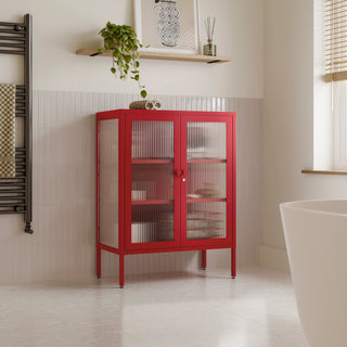 The Soho - Fluted Glass Double Door Locker In Red - Urban Lockers