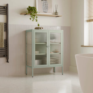 The Soho - Fluted Glass Double Door Locker In Sage - Urban Lockers