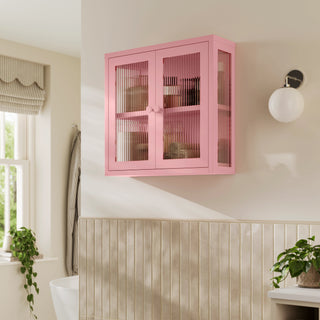 The Chester - Fluted Glass Wall Cabinet In Flamingo - Urban Lockers