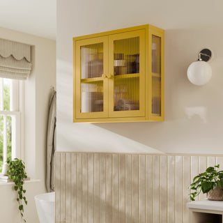 The Chester - Fluted Glass Wall Cabinet In Mustard - Urban Lockers