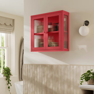 The Chester - Fluted Glass Wall Cabinet In Red - Urban Lockers