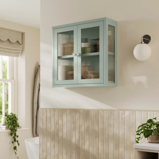 The Chester - Fluted Glass Wall Cabinet In Sage - Urban Lockers