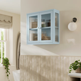 The Chester - Fluted Glass Wall Cabinet In Sky Blue - Urban Lockers