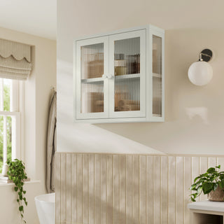 The Chester - Fluted Glass Wall Cabinet In Vanilla - Urban Lockers