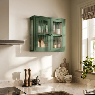 The Chester - Fluted Glass Wall Cabinet In Forest - Urban Lockers