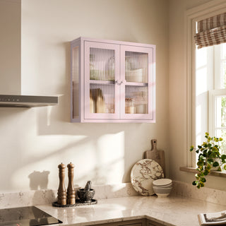 The Chester - Fluted Glass Wall Cabinet In Light Pink - Urban Lockers