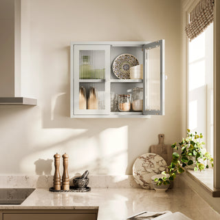 The Chester - Fluted Glass Wall Cabinet In Vanilla - Urban Lockers