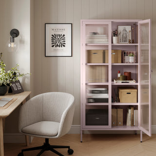 The Regent  - Fluted Glass Double Door Locker In Light Pink - Urban Lockers