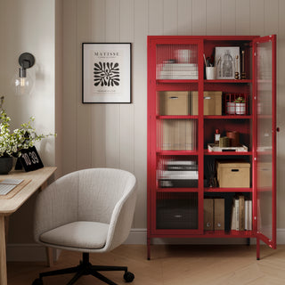 The Regent - Fluted Glass Double Door Locker In Red - Urban Lockers