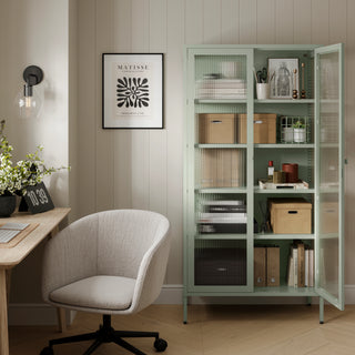 The Regent  - Fluted Glass Double Door Locker In Sage - Urban Lockers