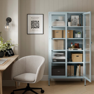 The Regent  - Fluted Glass Double Door Locker In Sky Blue - Urban Lockers