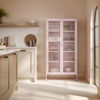 The Regent  - Fluted Glass Double Door Locker In Light Pink - Urban Lockers
