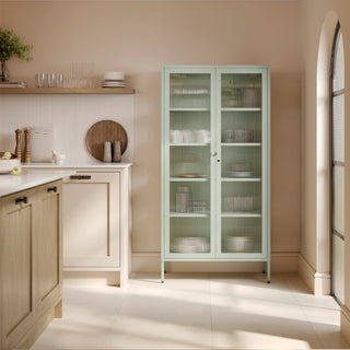 The Regent  - Fluted Glass Double Door Locker In Sage - Urban Lockers
