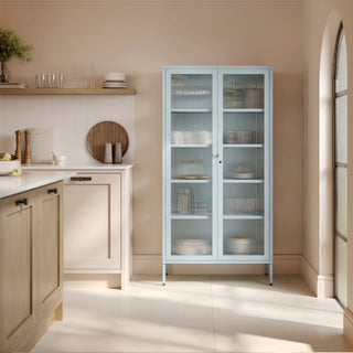 The Regent  - Fluted Glass Double Door Locker In Sky Blue - Urban Lockers
