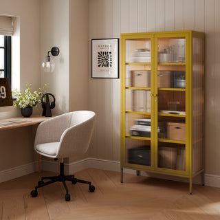 The Regent  - Fluted Glass Double Door Locker In Mustard - Urban Lockers