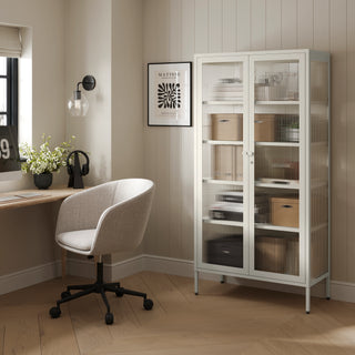 The Regent - Fluted Glass Double Door Locker In Vanilla - Urban Lockers