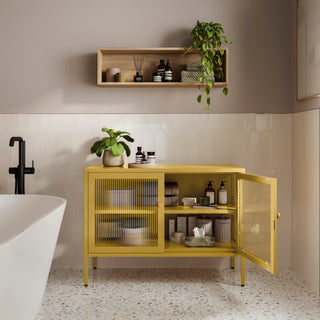 The Cambridge - Fluted Glass Sideboard Locker In Mustard - Urban Lockers