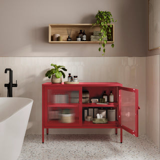 The Cambridge - Fluted Glass Sideboard Locker In Red - Urban Lockers