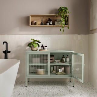 The Cambridge - Fluted Glass Sideboard Locker In Sage - Urban Lockers