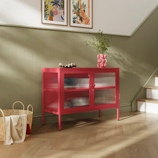 The Cambridge - Fluted Glass Sideboard Locker In Red - Urban Lockers