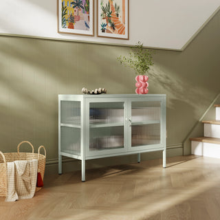The Cambridge - Fluted Glass Sideboard Locker In Sage - Urban Lockers