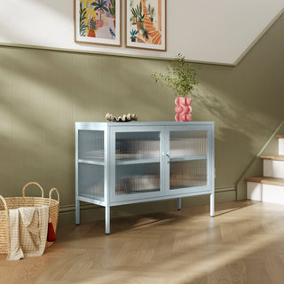The Cambridge - Fluted Glass Sideboard Locker In Sky Blue - Urban Lockers