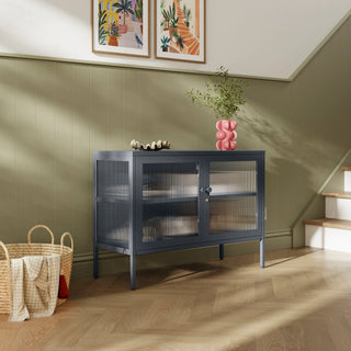 The Cambridge - Fluted Glass Sideboard Locker In Slate Grey - Urban Lockers
