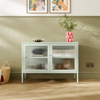 The Cambridge - Fluted Glass Sideboard Locker In Sage - Urban Lockers