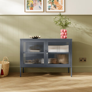 The Cambridge - Fluted Glass Sideboard Locker In Slate Grey - Urban Lockers