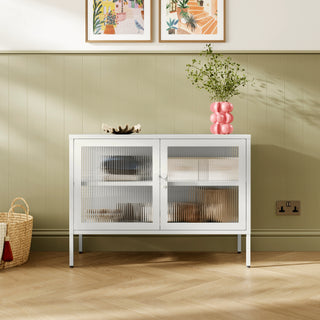 The Cambridge - Fluted Glass Sideboard Locker In Vanilla - Urban Lockers