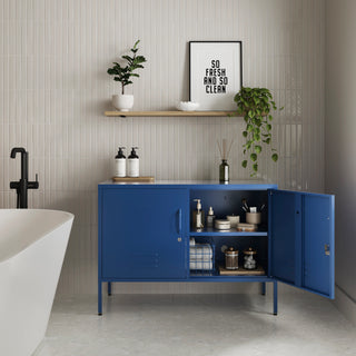 The Oxford  - Side Table/TV Stand Storage Locker In Navy Blue - Urban Lockers