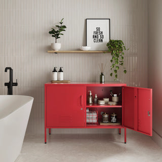 The Oxford  - Side Table/TV Stand Storage Locker In Red - Urban Lockers