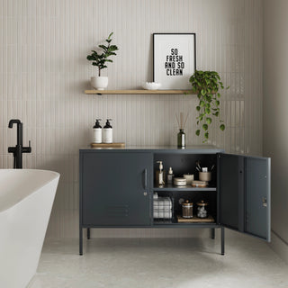 The Oxford  - Side Table/TV Stand Storage Locker In Slate Grey - Urban Lockers