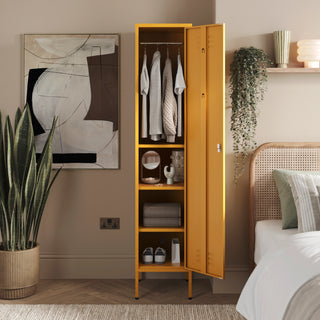 The Bexley - Tall Single Door Storage Locker In Mustard - Urban Lockers