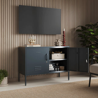 The Oxford  - Side Table/TV Stand Storage Locker In Slate Grey - Urban Lockers
