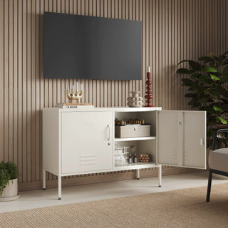 The Oxford  - Side Table/TV Stand Storage Locker In Vanilla - Urban Lockers