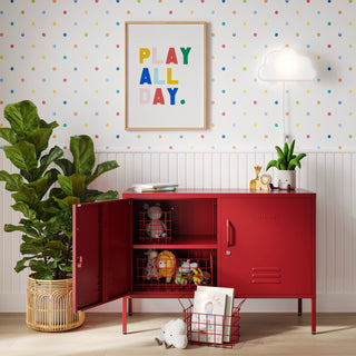 The Oxford  - Side Table/TV Stand Storage Locker In Red - Urban Lockers