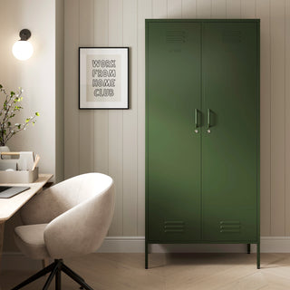 The Chelsea tall double-door metal storage locker in forest green