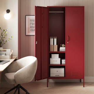 The Chelsea - Tall Double Door Storage Locker In Red - Urban Lockers