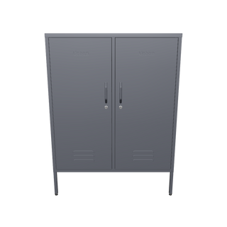 The Fulham 2 door metal storage locker in slate grey with a white background